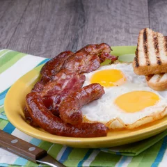 Wall murals Fried eggs Fried eggs with bacon