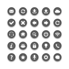 Grey round web buttons