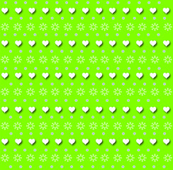 green texture with flowers and hearts