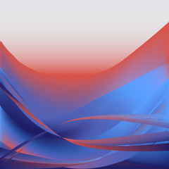 Colorful red and blue waves abstract background horizontal