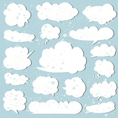 Set of white talking bubbles. Cloud bubbles.