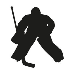Hockey goalie. Vector silhouette
