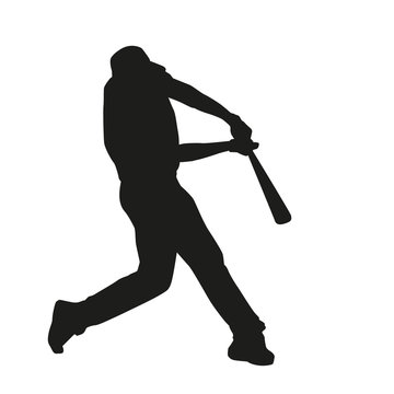 Baseball Batter Hitting Ball. Vector silhouette