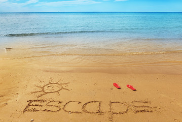 Escape message on the sand