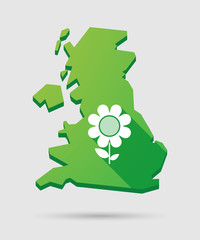 United Kingdom map icon with a flower