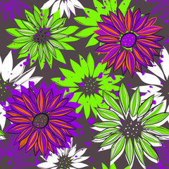 Seamless texture with bright flowers