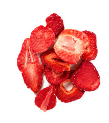 Dehydrated sliced strawberries isolated on white