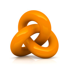 Orange infinity knot isolated on white background