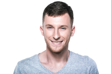 Obraz premium Happy young man on white