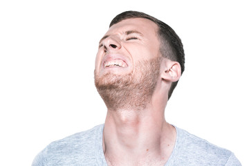 Fototapeta premium Sad and unhappy young man