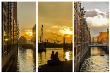 Triptychon Speicherstadt und Hafen Hamburg