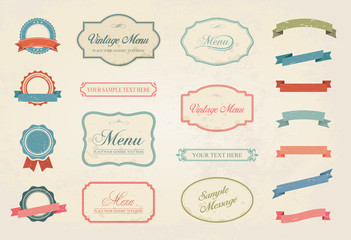 Vintage Labels Vector Design Elements Collection Set