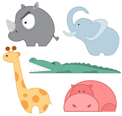 Zoo animals icon set