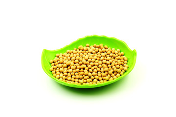 A Plate of Soybeans on White Background