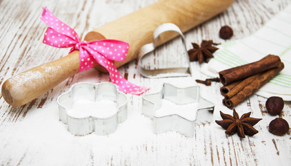 cookie cutter and rolling pin