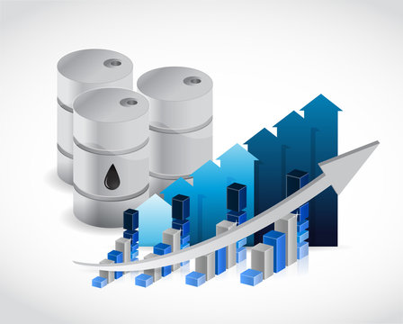 oil barrel business graph illustration