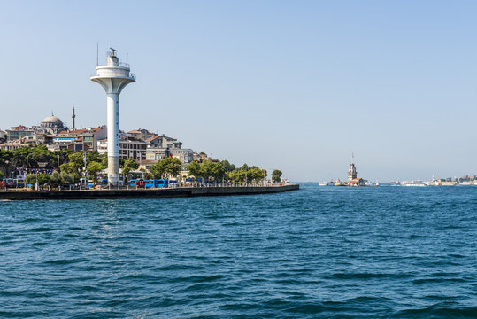 Lighthouse in the sea at the entrance of the Bosphorus