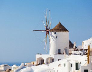 Fototapeta na wymiar Windmill in Oia, Santorini.