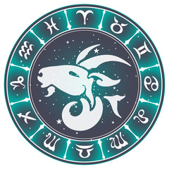 Capricorn zodiac sign , vector illustration