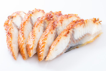 Sliced eel isolated on white background