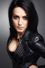 Rock girl wearing leather jacket