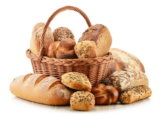 Composition with variety of baking products isolated on white