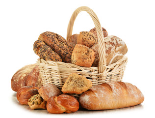 Composition with variety of baking products isolated on white