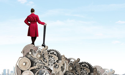 Woman with wrench