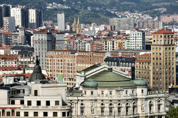 Fototapeta na wymiar Aerial view of Bilbao old houses