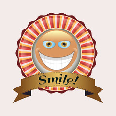 Badge with a smiley face