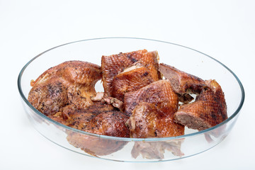 pieces of the roasted goose