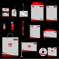 Corporate identity template with red elements
