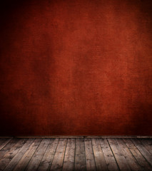 Innenraum mit roter Mauer