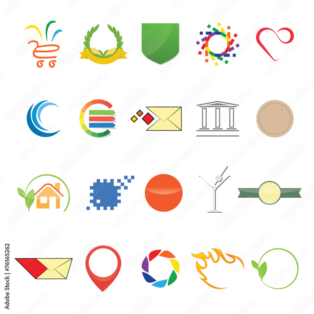 Poster different elements for logo and web