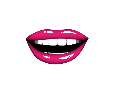 Smiling woman pink lips