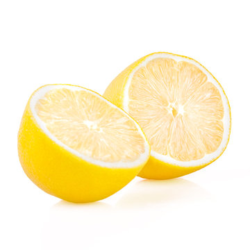 Fresh ripe lemons. Isolated on white background