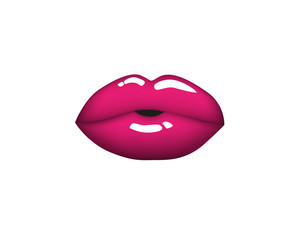 Beautiful woman kiss pink lips. Vector illustration