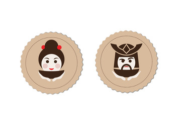 samurai and geisha tea ceremony logo element