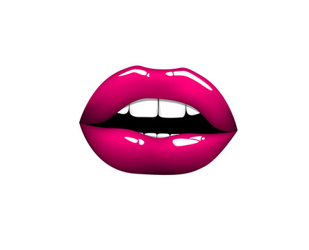 Woman hot pink lips