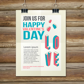 Happy Valentines Day Party Poster Design Template