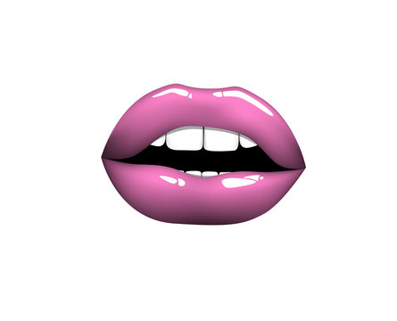 Beautiful woman pink lips