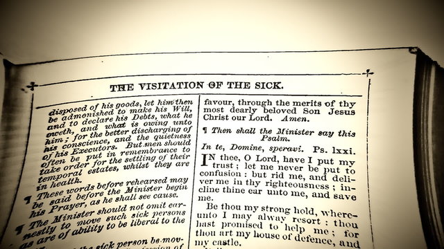 Book old words dramatic religion sacraments sick dead