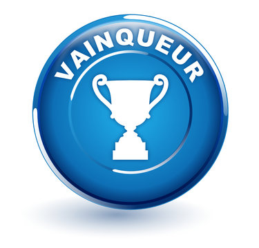 vainqueur sur bouton bleu
