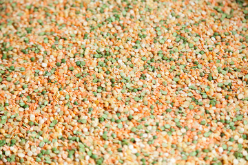 Peas and lentil bean background