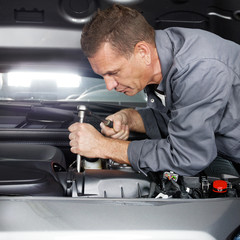 Mechanic repairing a car