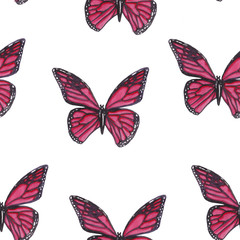 Fototapeta na wymiar watercolor butterfly pattern