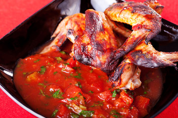 Grilled chicken wings with salsa