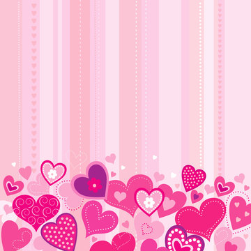 Pink background with hearts Valentines Day