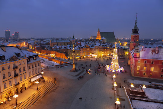 Warsaw,Castle square in the Christmas holidays