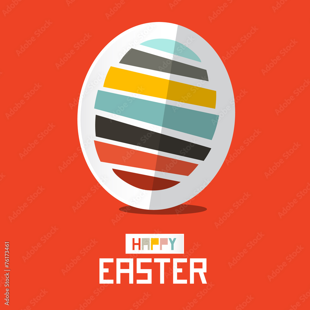 Sticker Easter Paper Vector Egg on Red Background